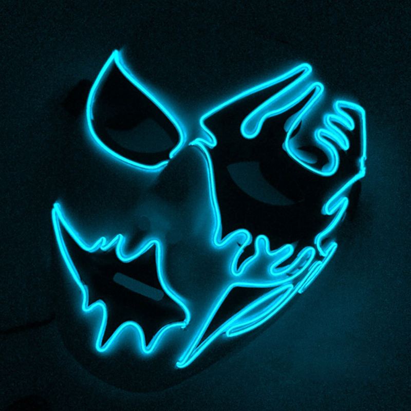 Brilantní El Maska Na Karneval Halloween Birthday Party Cosplay Ručně Malovaná Led Podobná Studenému Světlu Na Obličej Zářící Street Dance Glow Mask