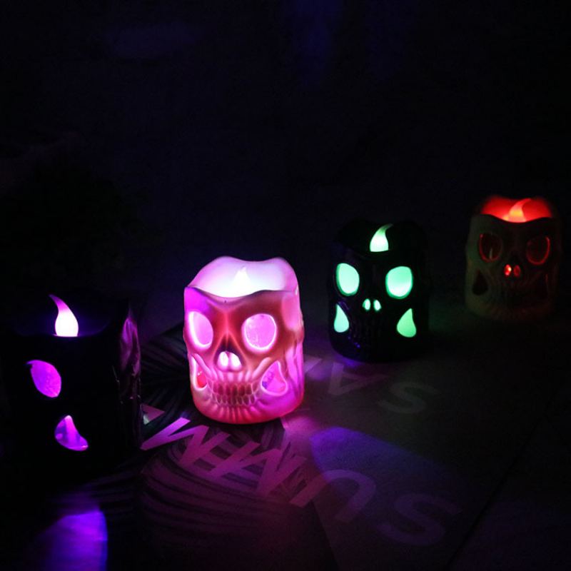 Creative Halloween Gift Led Lebka Elektronické Světlo Svíček Válcové Dekorace Svíčky