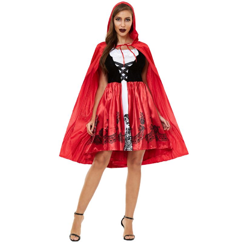 Dámská Halloweenská Čepice Červená Karkulka Cosplay Role Uniforma Zesílená S-3xl Plus