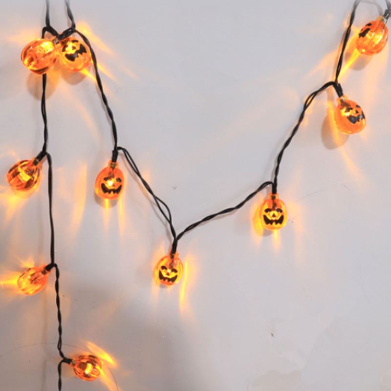 Dýňová Led Řetězová Světla Pro Halloweenskou Vánoční Výzdobu Jemný Izolovaný Pvc Kabel Festival Led Lampa Set Dekorativní Světelné Řetězy