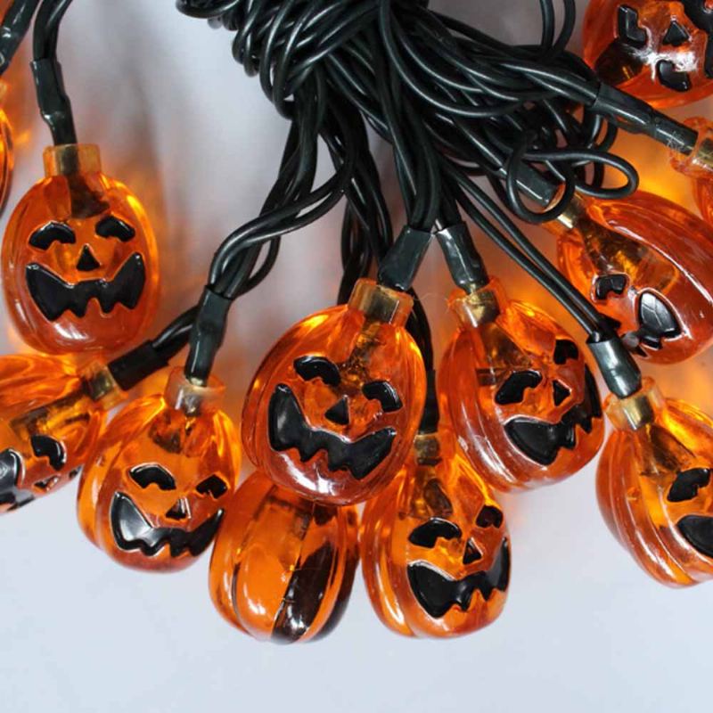 Dýňová Led Řetězová Světla Pro Halloweenskou Vánoční Výzdobu Jemný Izolovaný Pvc Kabel Festival Led Lampa Set Dekorativní Světelné Řetězy