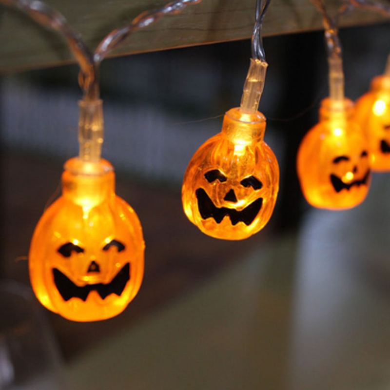 Dýňová Led Řetězová Světla Pro Halloweenskou Vánoční Výzdobu Jemný Izolovaný Pvc Kabel Festival Led Lampa Set Dekorativní Světelné Řetězy