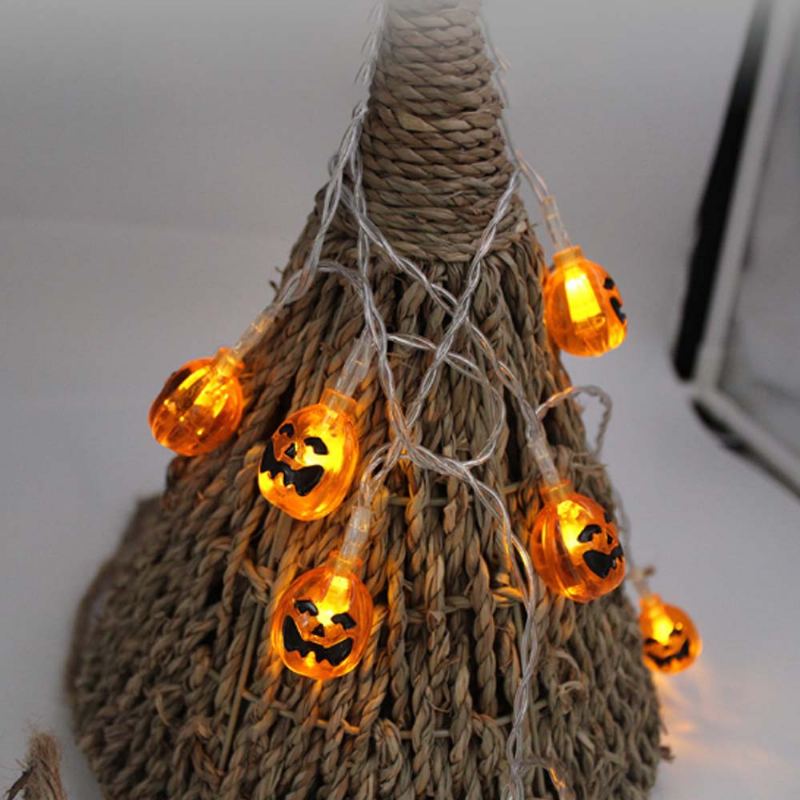 Dýňová Led Řetězová Světla Pro Halloweenskou Vánoční Výzdobu Jemný Izolovaný Pvc Kabel Festival Led Lampa Set Dekorativní Světelné Řetězy