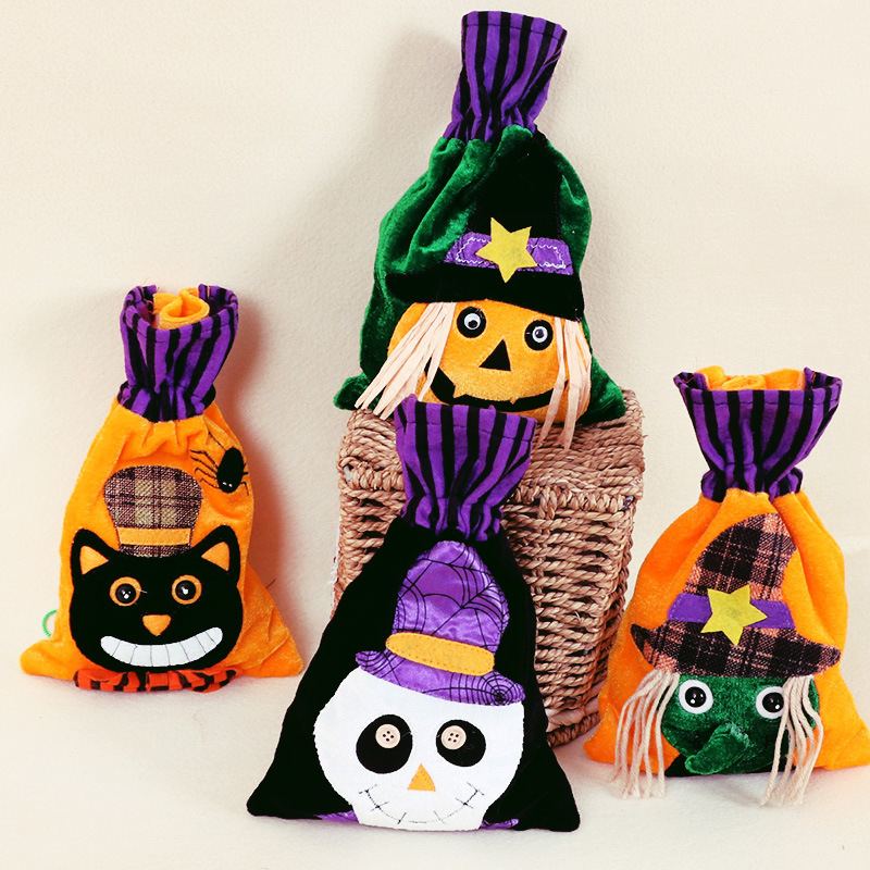 Halloween Cartoon Candy Plátěná Taška Pumpkin Head Dárkové Balení Pure Cotton Beam Dárková Velkoobchod Spot