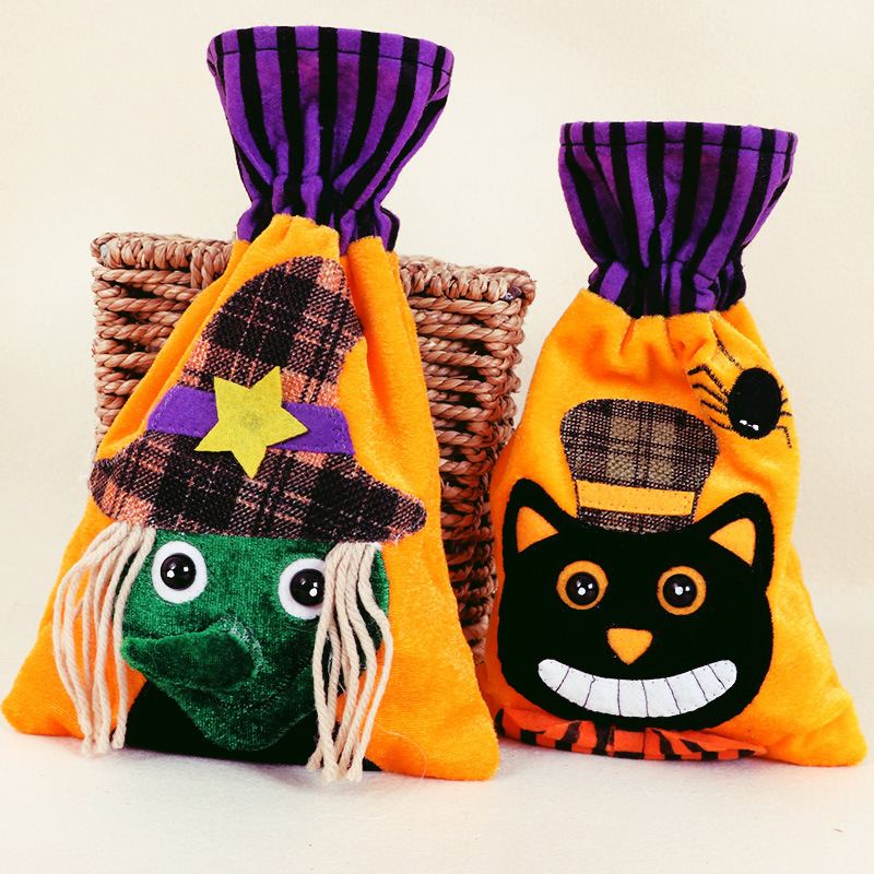 Halloween Cartoon Candy Plátěná Taška Pumpkin Head Dárkové Balení Pure Cotton Beam Dárková Velkoobchod Spot