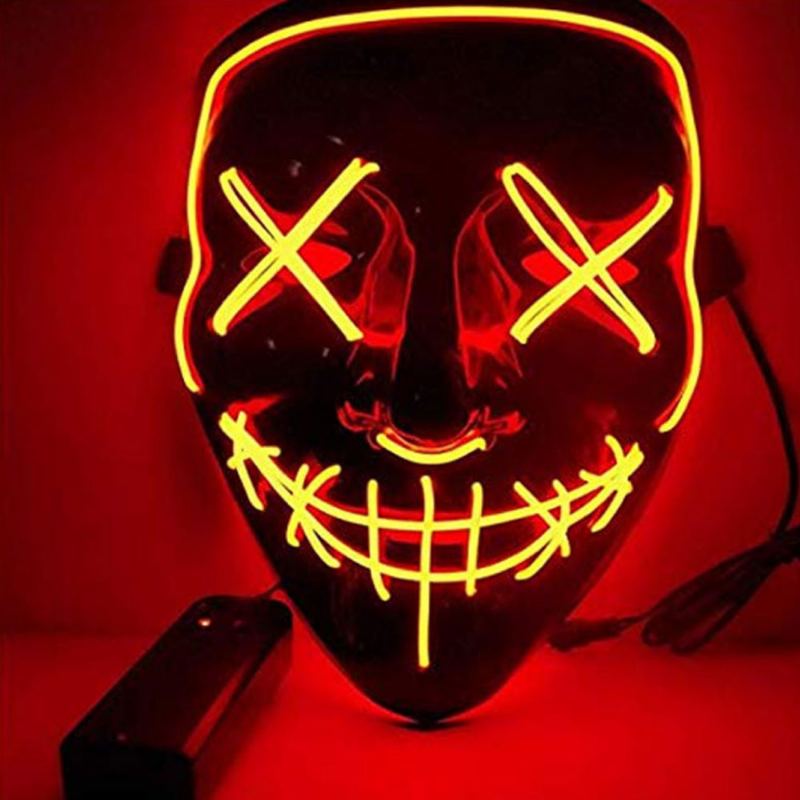 Halloween Luminiscenční Led Maska Černá Spodní El Wire Mask Ktv Ball Party 10 Barev