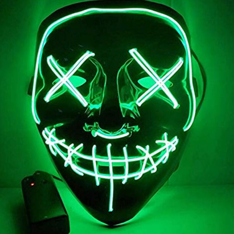 Halloween Luminiscenční Led Maska Černá Spodní El Wire Mask Ktv Ball Party 10 Barev