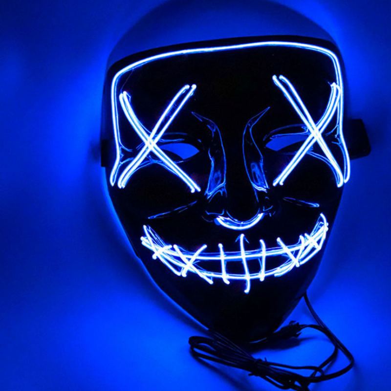 Halloween Luminiscenční Led Maska Černá Spodní El Wire Mask Ktv Ball Party 10 Barev