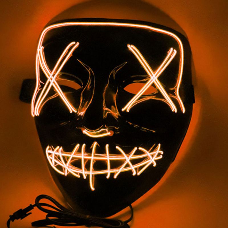 Halloween Luminiscenční Led Maska Černá Spodní El Wire Mask Ktv Ball Party 10 Barev