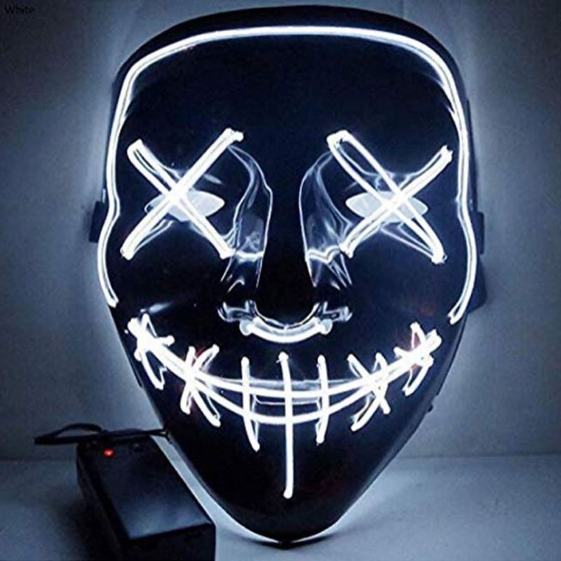 Halloween Luminiscenční Led Maska Černá Spodní El Wire Mask Ktv Ball Party 10 Barev