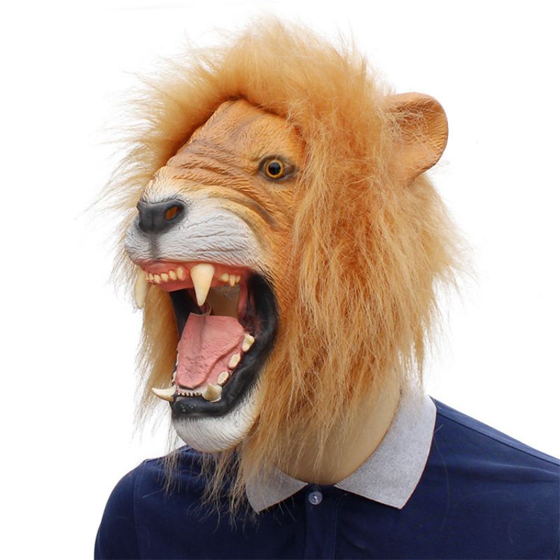 Halloween New Animal Lion Latex Mask Party Dance Cocktail Props 37*32*27