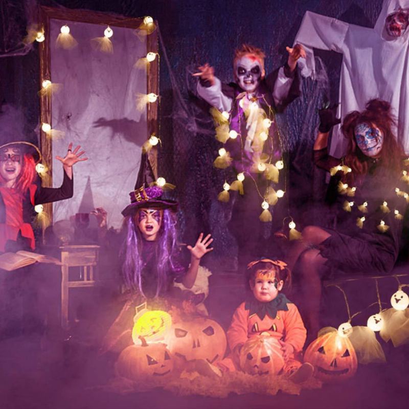 Kostra Halloweenská Dekorace Řetězová Světla Na Baterie 10m 6m 3m 2m 1m Pro Festivalovou Párty Vnitřní A Venkovní