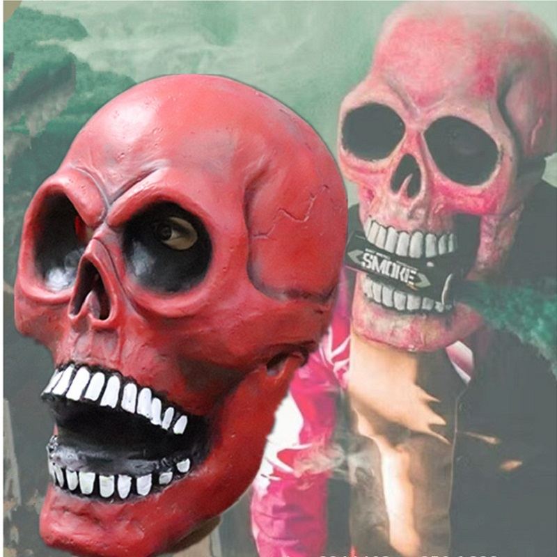 Luxusní Novinka Halloween Kostým Latexová Maska Na Hlavu Skull Head Red