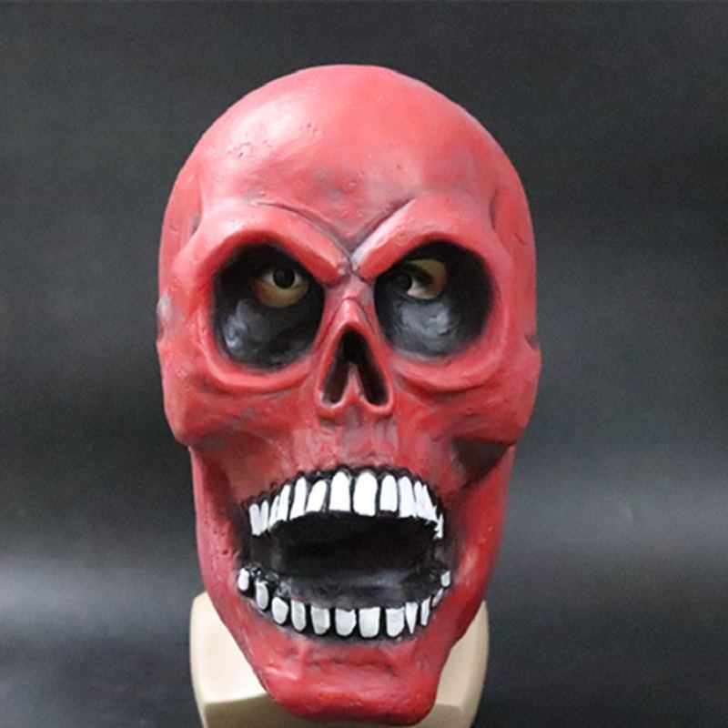 Luxusní Novinka Halloween Kostým Latexová Maska Na Hlavu Skull Head Red