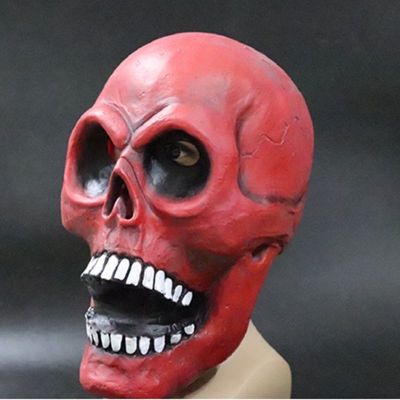 Luxusní Novinka Halloween Kostým Latexová Maska Na Hlavu Skull Head Red