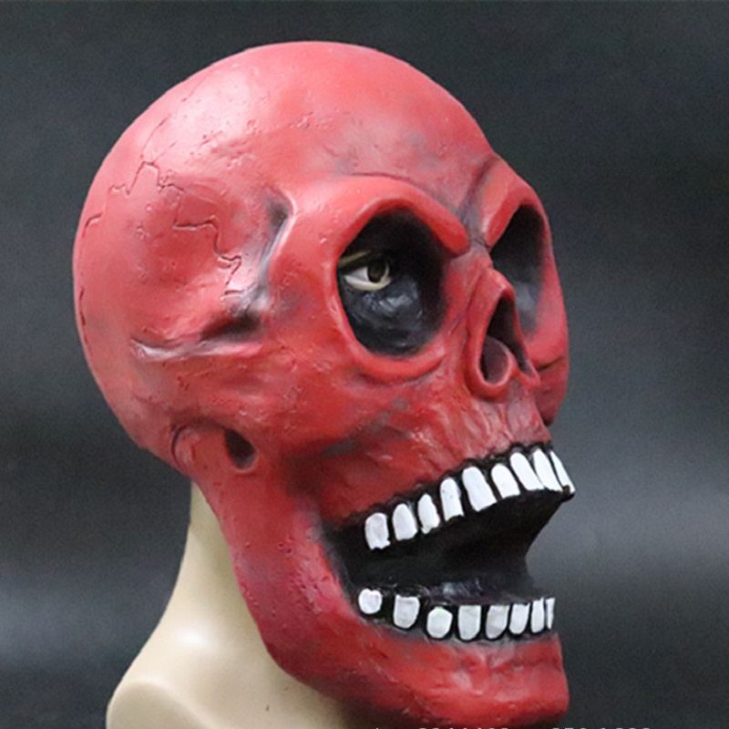 Luxusní Novinka Halloween Kostým Latexová Maska Na Hlavu Skull Head Red