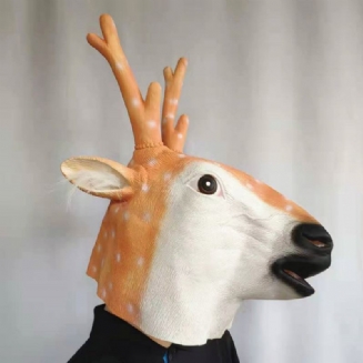 Nová Sika Deer Mask Vánoční Sobí Pokrývka Hlavy Halloween Latexová Maska Zvířecí Jelení Hlava Hra S Rekvizitami Party