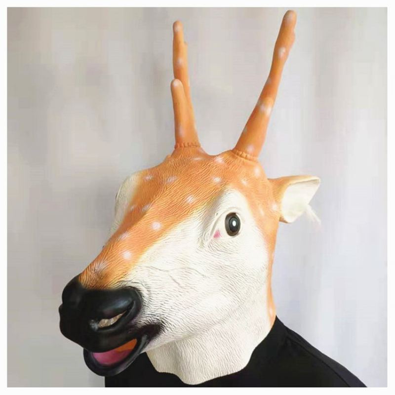 Nová Sika Deer Mask Vánoční Sobí Pokrývka Hlavy Halloween Latexová Maska Zvířecí Jelení Hlava Hra S Rekvizitami Party