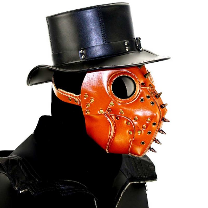 Plague Doctor Bird Head Mask Dlouhý Nos Steampunk Rivet Prodyšná Pu Kožená Maska Pro Halloweenský Kostým