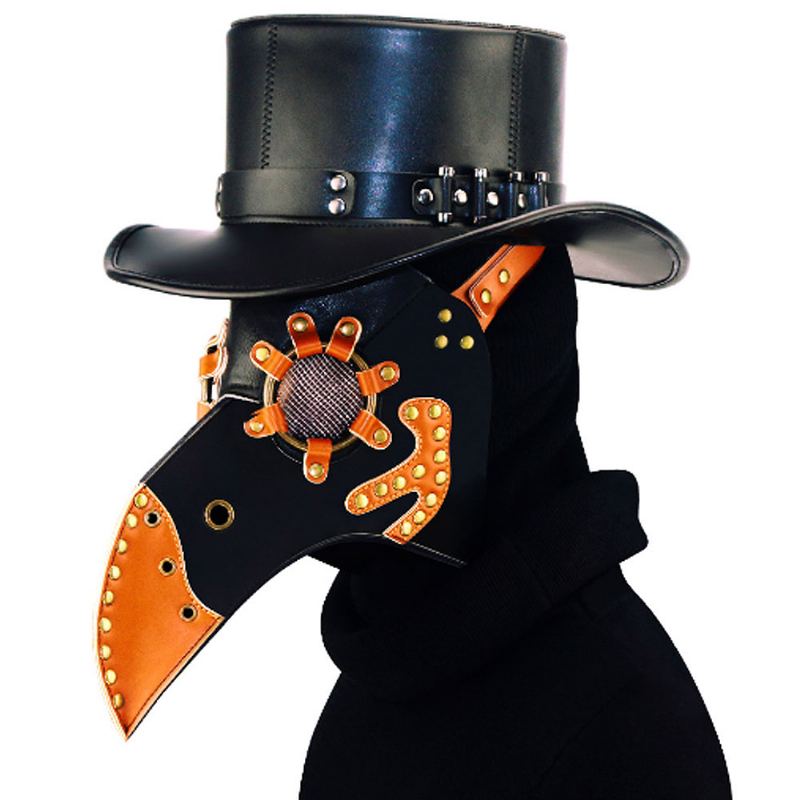 Steampunk Plague Doctor Bird Mask Long Nose Beak Pu Kožená Maska Pro Cosplay Halloween Vánoční Kostýmy