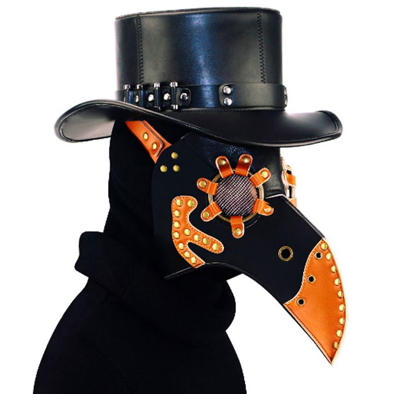 Steampunk Plague Doctor Bird Mask Long Nose Beak Pu Kožená Maska Pro Cosplay Halloween Vánoční Kostýmy