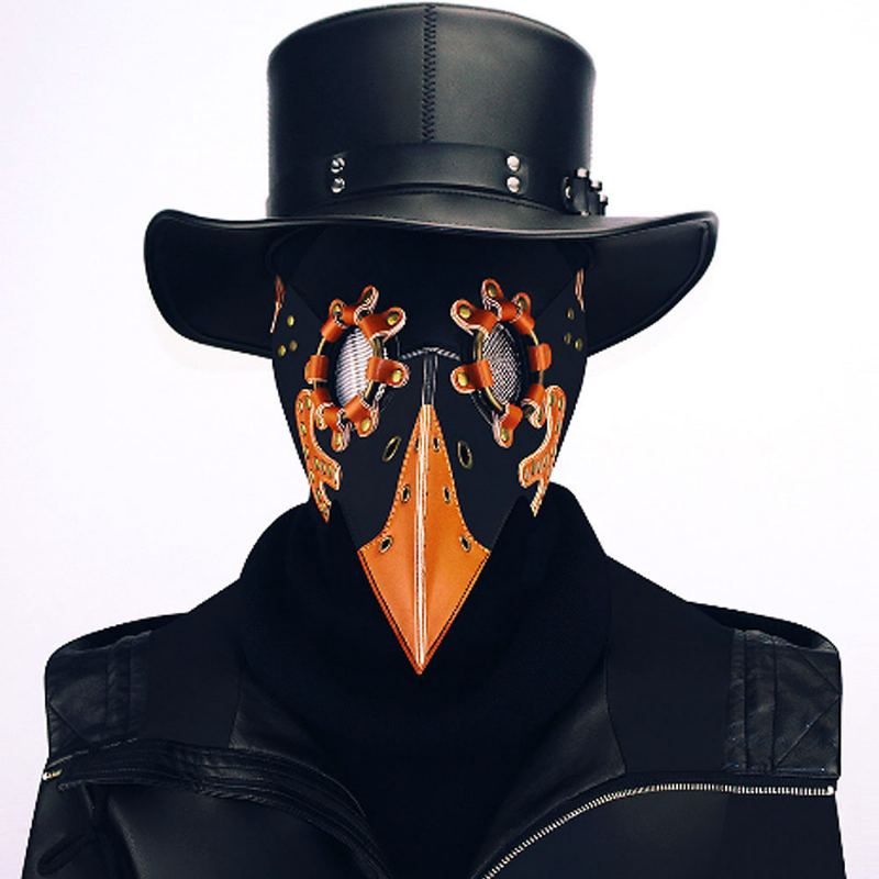 Steampunk Plague Doctor Bird Mask Long Nose Beak Pu Kožená Maska Pro Cosplay Halloween Vánoční Kostýmy