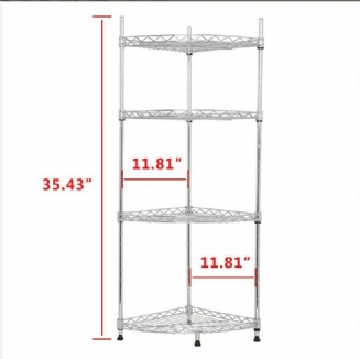 4-policový Rohový Drátěný Policový Regál Nastavitelný Kovový Volně Stojící Úložný Stojan Pro Koupelnu Obývací Pokoj Kuchyně