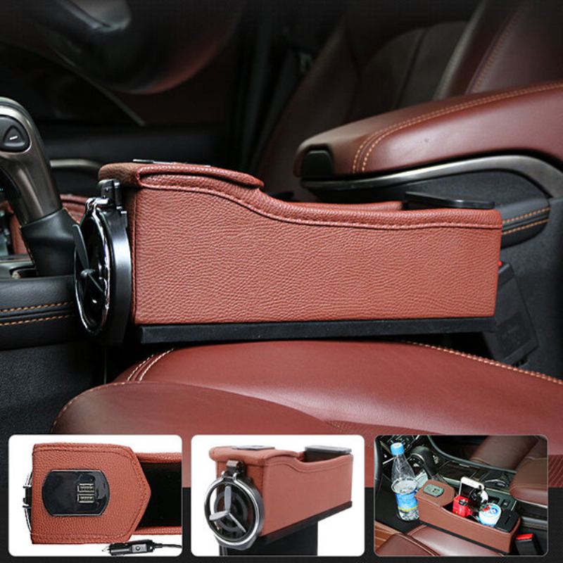 Car Seat Gap Storage Box Usb Organizér Štěrbiny Na Sedadlo Taška Telefon Nabíjecí Podložka Cestovní Držák Na Nápoje