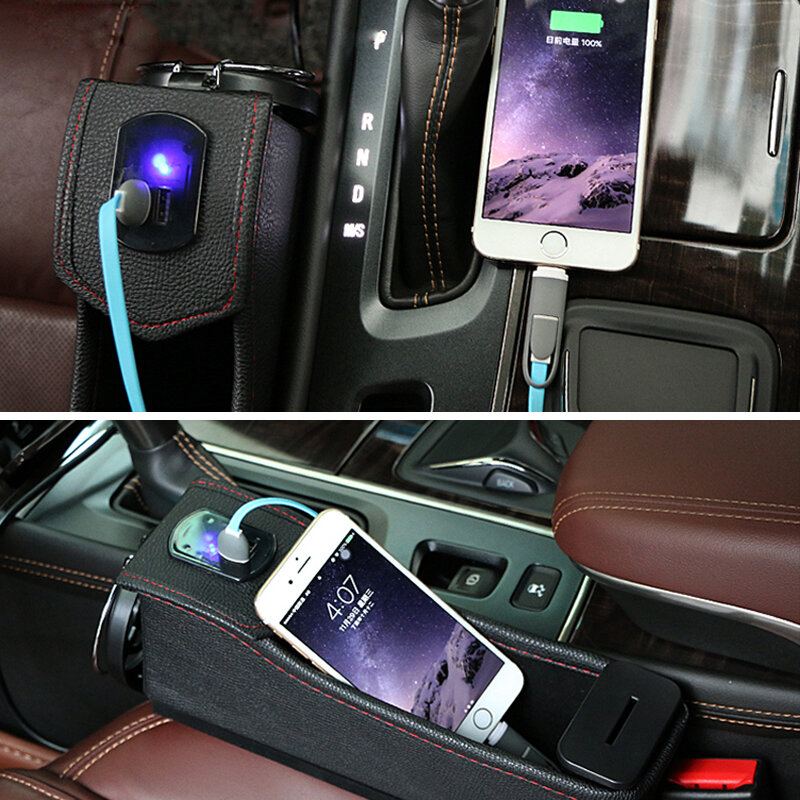 Car Seat Gap Storage Box Usb Organizér Štěrbiny Na Sedadlo Taška Telefon Nabíjecí Podložka Cestovní Držák Na Nápoje