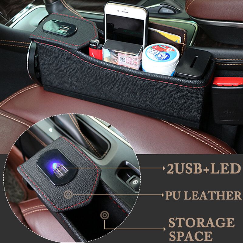 Car Seat Gap Storage Box Usb Organizér Štěrbiny Na Sedadlo Taška Telefon Nabíjecí Podložka Cestovní Držák Na Nápoje