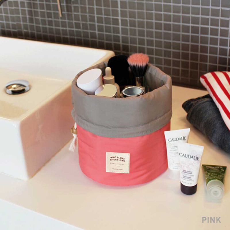 Cylinder Wash Make-up Bag Velkokapacitní Dívčí Taška Na Lano Nylon Vodotěsná Cestovní Pro Cestování Na Služební Cestu