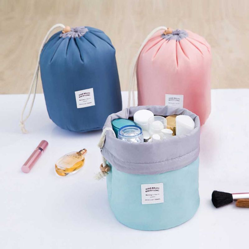 Cylinder Wash Make-up Bag Velkokapacitní Dívčí Taška Na Lano Nylon Vodotěsná Cestovní Pro Cestování Na Služební Cestu