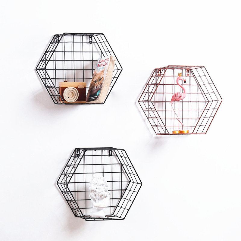 Iron Grid Wall Police Geometric Hexagon Decoration