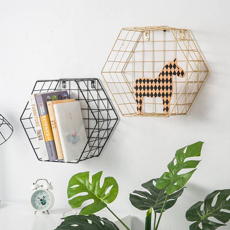 Iron Grid Wall Police Geometric Hexagon Decoration