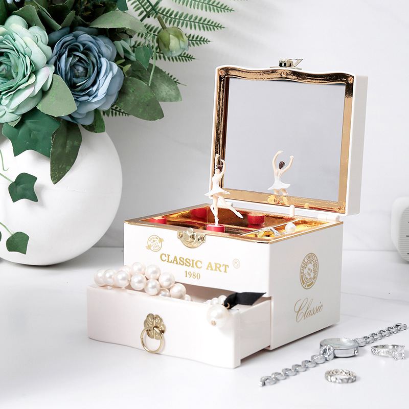 Klasické Elegantní Houslové Kvarteto Šperkovnice Creative Rotující Tančící Dívka Music Box