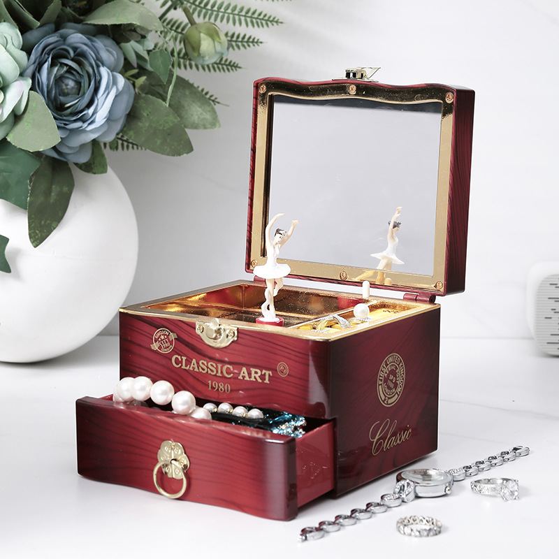 Klasické Elegantní Houslové Kvarteto Šperkovnice Creative Rotující Tančící Dívka Music Box