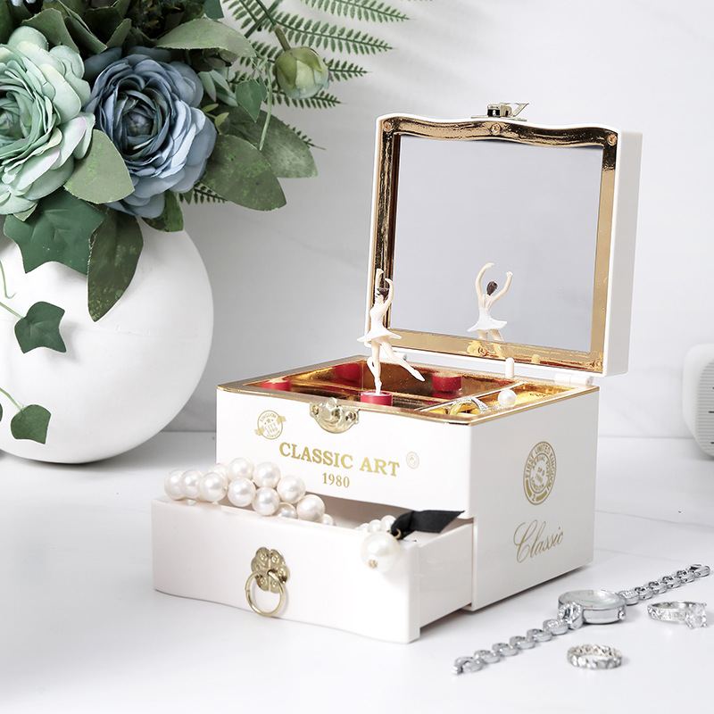 Klasické Elegantní Houslové Kvarteto Šperkovnice Creative Rotující Tančící Dívka Music Box