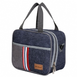 Opakovaně Použitelná Izolovaná Obědová Taška Denim Blue Crossbody Lunch Bag Pro Ženy Děti Chlapec Dívka