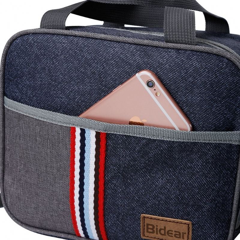 Opakovaně Použitelná Izolovaná Obědová Taška Denim Blue Crossbody Lunch Bag Pro Ženy Děti Chlapec Dívka