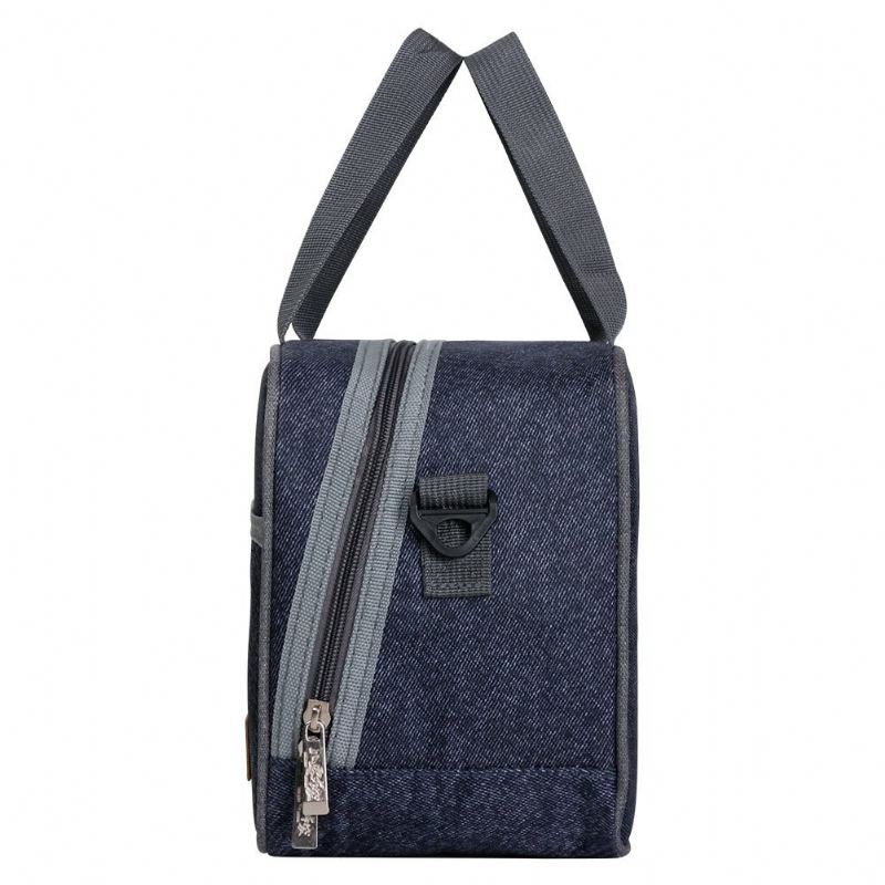 Opakovaně Použitelná Izolovaná Obědová Taška Denim Blue Crossbody Lunch Bag Pro Ženy Děti Chlapec Dívka