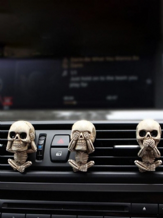 Sada 3 Ks Kreativní Pryskyřice Halloween Bone Lebka Skeleton Difuzér Auto Vent Clip Osvěžovač Vzduchu Car Lucky Ornament