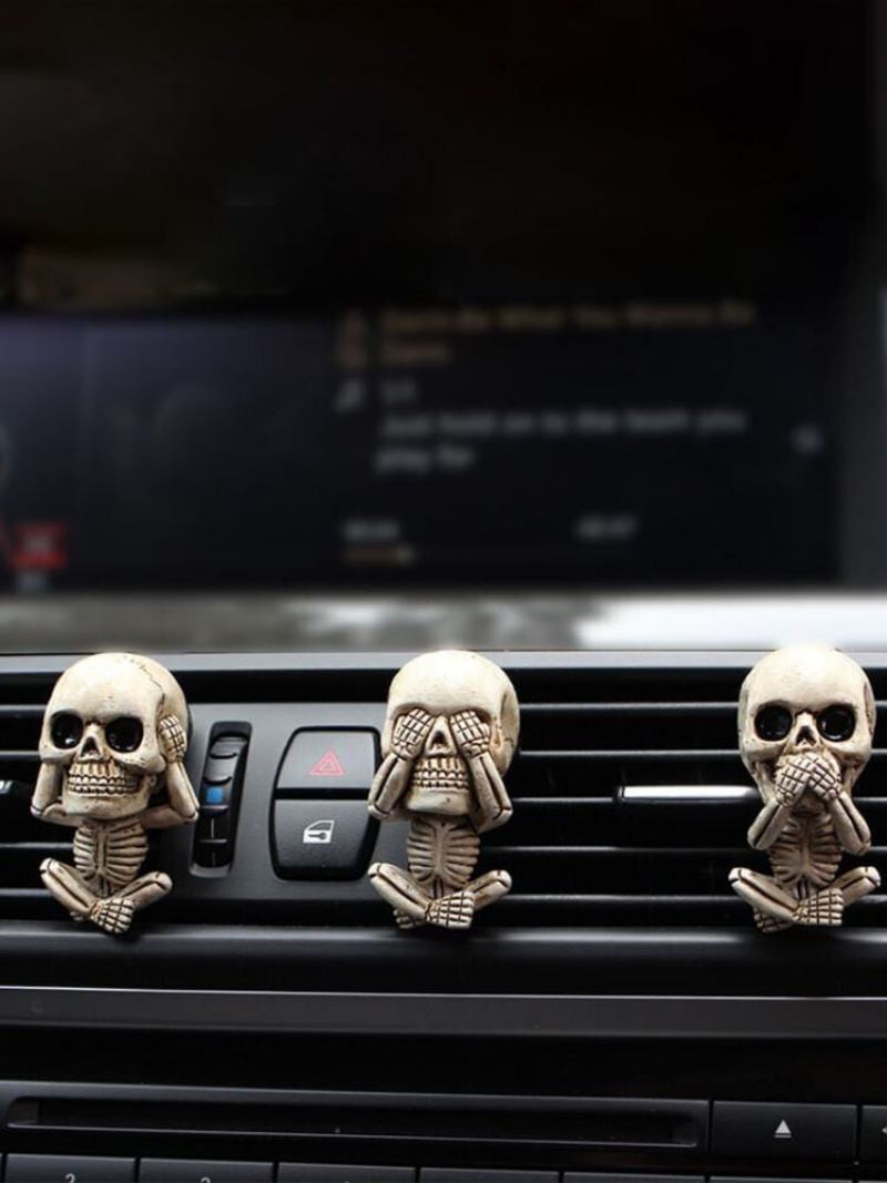 Sada 3 Ks Kreativní Pryskyřice Halloween Bone Lebka Skeleton Difuzér Auto Vent Clip Osvěžovač Vzduchu Car Lucky Ornament