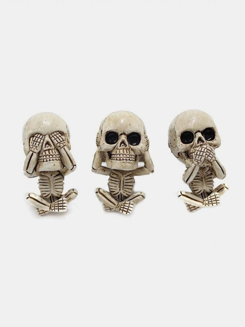 Sada 3 Ks Kreativní Pryskyřice Halloween Bone Lebka Skeleton Difuzér Auto Vent Clip Osvěžovač Vzduchu Car Lucky Ornament