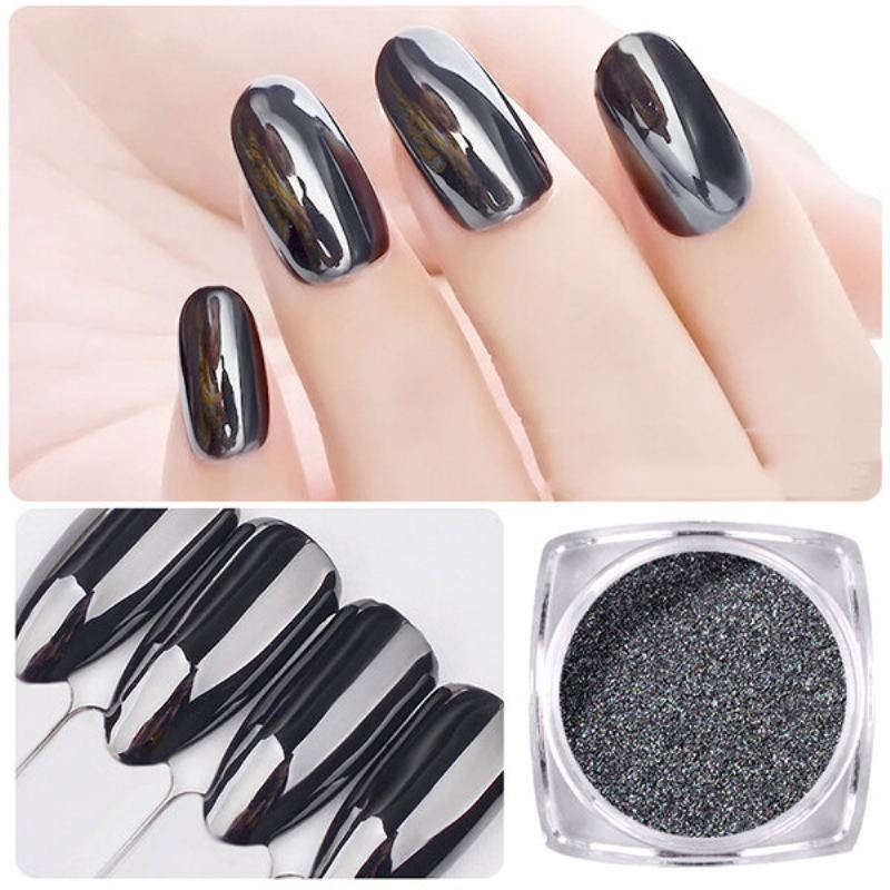 1g Magic Mirror Black Nail Glitter Powder Hladké Nehty Umění Chrome Pigment Dust Manikúra Diy Decorati