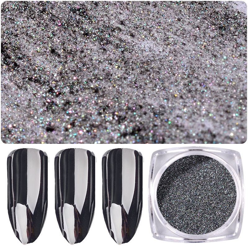 1g Magic Mirror Black Nail Glitter Powder Hladké Nehty Umění Chrome Pigment Dust Manikúra Diy Decorati