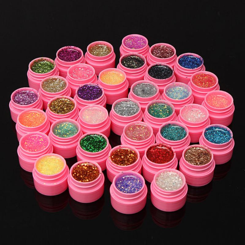 36ks Mix Barev Shining Glitter Acrylic Uv Gel Builder Polish Set