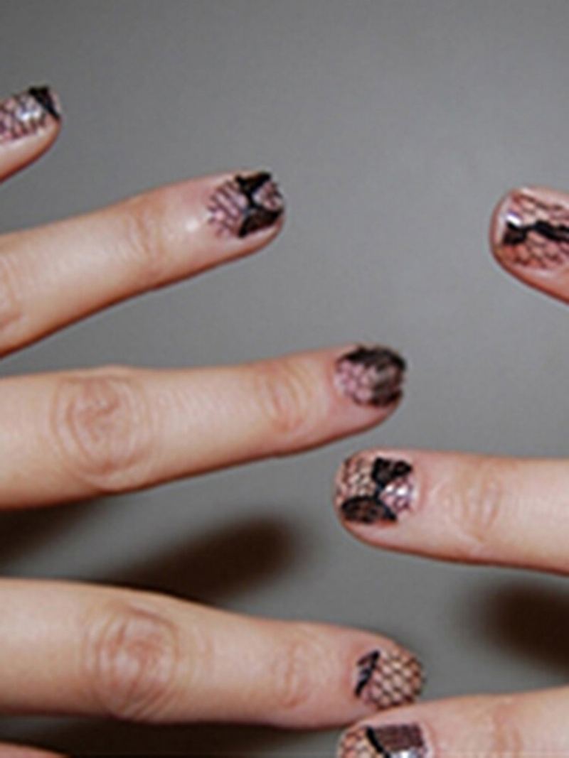 Černá Krajka Vzor Nail Art Transfer Fólie Květinové Sexy Nehty Samolepka Diy Hvězda Papírové Tipy