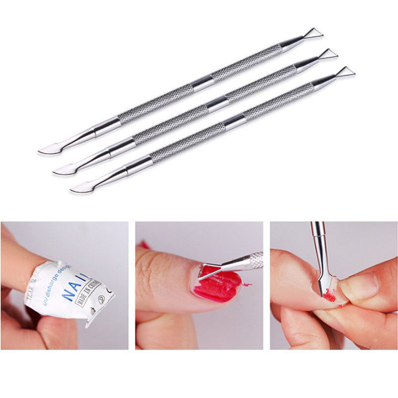 Double Head Nail Remove Stick Nerezová Ocel Gel Polish Pro Manicure Tool