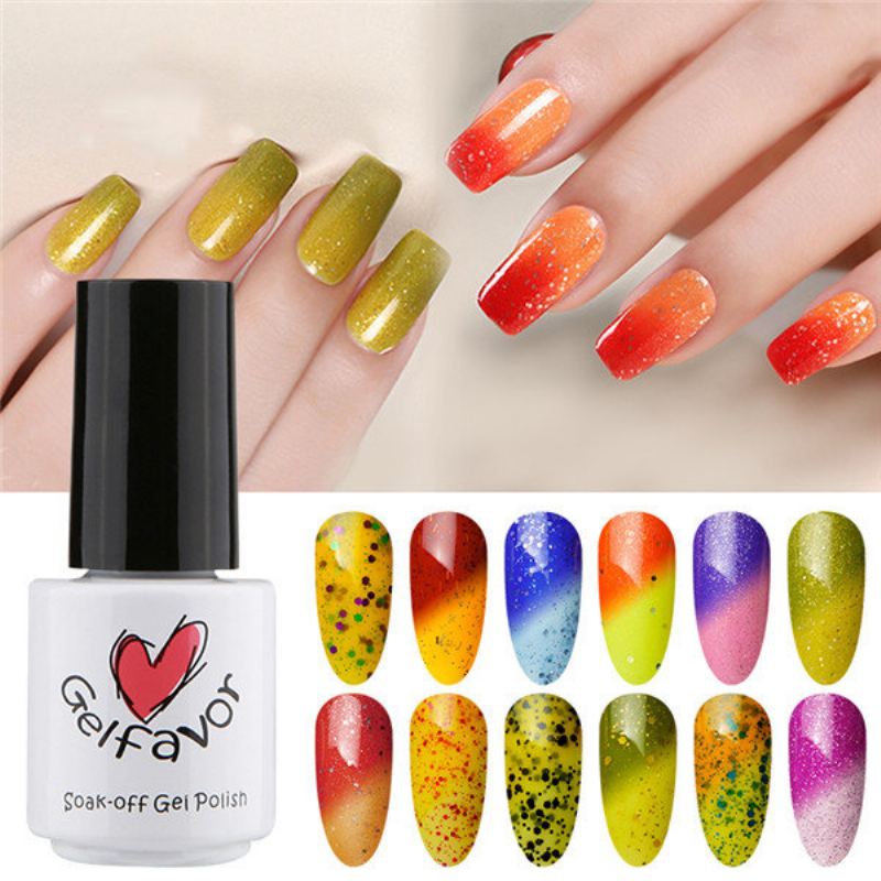 Gelfavor Shiny Temperature Change Uv Gel Polish Led Soak-off Lacquer Lak Lak Na Nehty Art 7ml