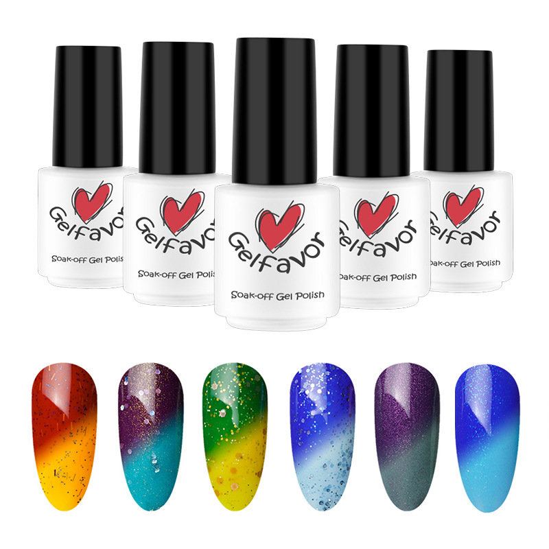 Gelfavor Shiny Temperature Change Uv Gel Polish Led Soak-off Lacquer Lak Lak Na Nehty Art 7ml